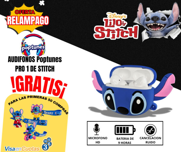 Audifonos Poptunes pro 1 de Stitch